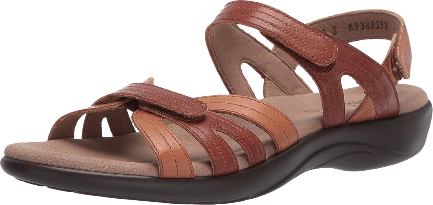 SAS Pier Leather Sandals for Women – Genuine Leather Upper – Padded Insole – Adjustable Hook-and-Loop Closure