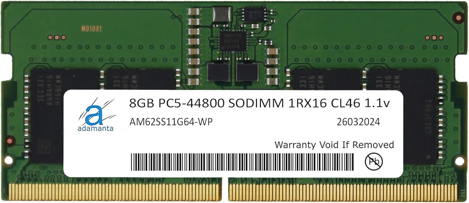 Adamanta 8GB (1x8GB) DDR5 5600MHz PC5-44800 (or 4800MHz PC5-38400) SODIMM 1Rx8 CL46 1.1v Laptop Notebook Memory Module Upgrade RAM