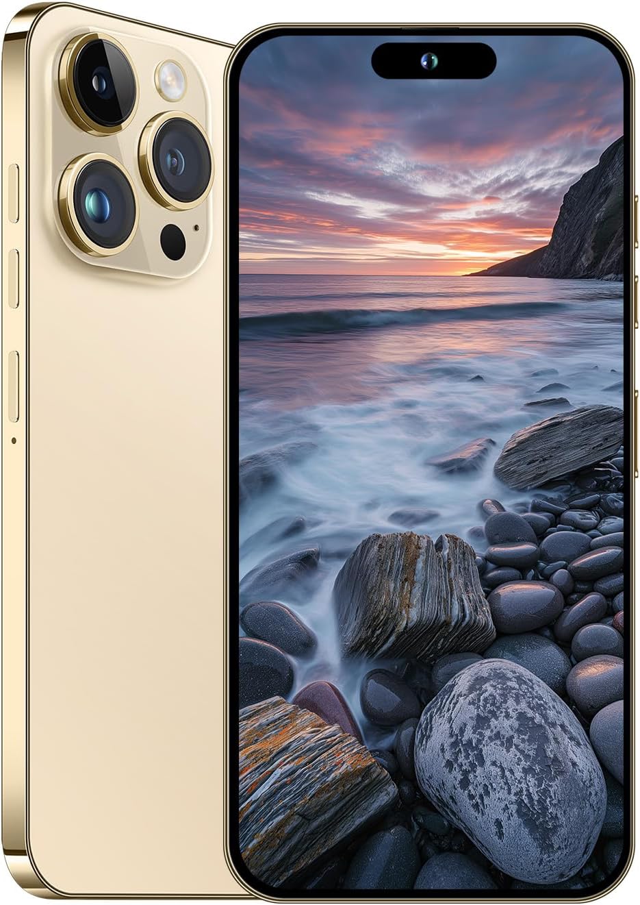 A15 PROMAX Smartphone,Android 13.0,Long Battery Life 6800mAh,6+256GB with 128GB Memory Card Cell Phone,6.7“ HD Screen,Dual SIM,5G/Face ID/Fingerprint Lock/GPS (Gold)