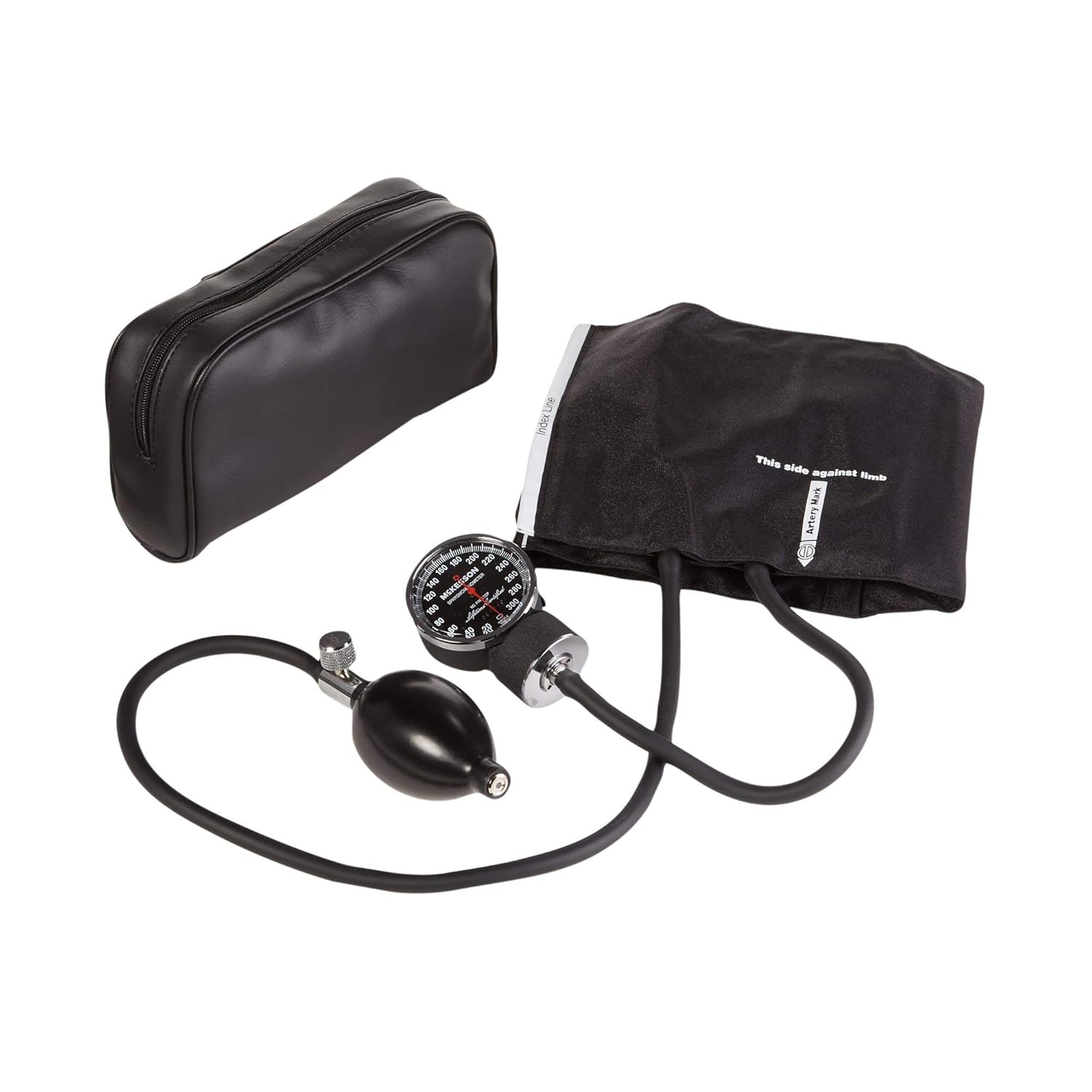 McKesson Aneroid Sphygmomanometer – Manual Blood Pressure Cuff Monitor with Carrying Case, Cuff 23-40 cm, Black, 2 Count