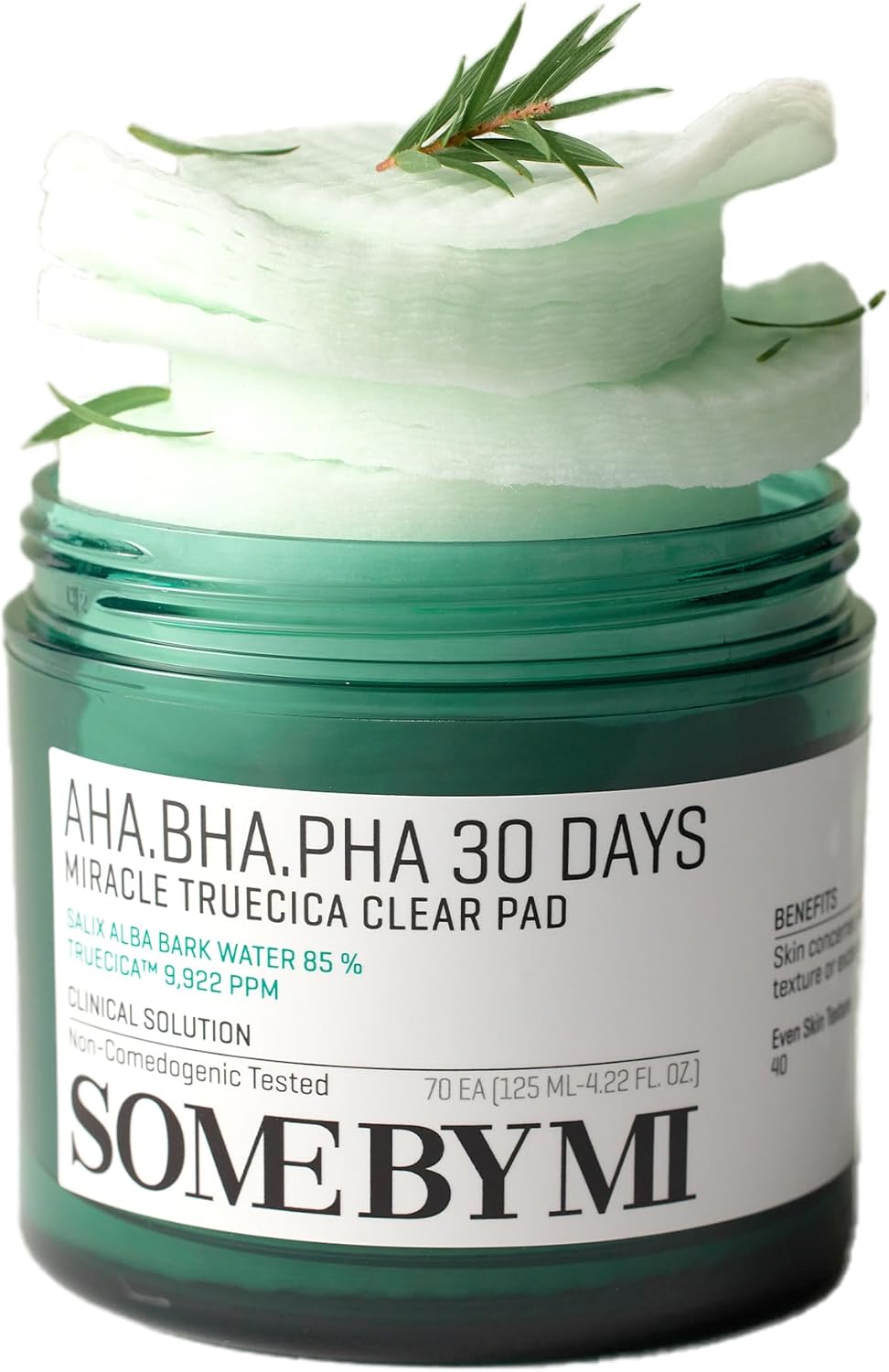 SOME BY MI AHA BHA PHA 30 Days Miracle Truecica Clear Pad – 70 Pads, 4.22Oz – Mild Exfoliating Toner Pads for First Skin Care Step – Daily Blackhead Removing Pore Minimizer for Face – Korean Skin Care