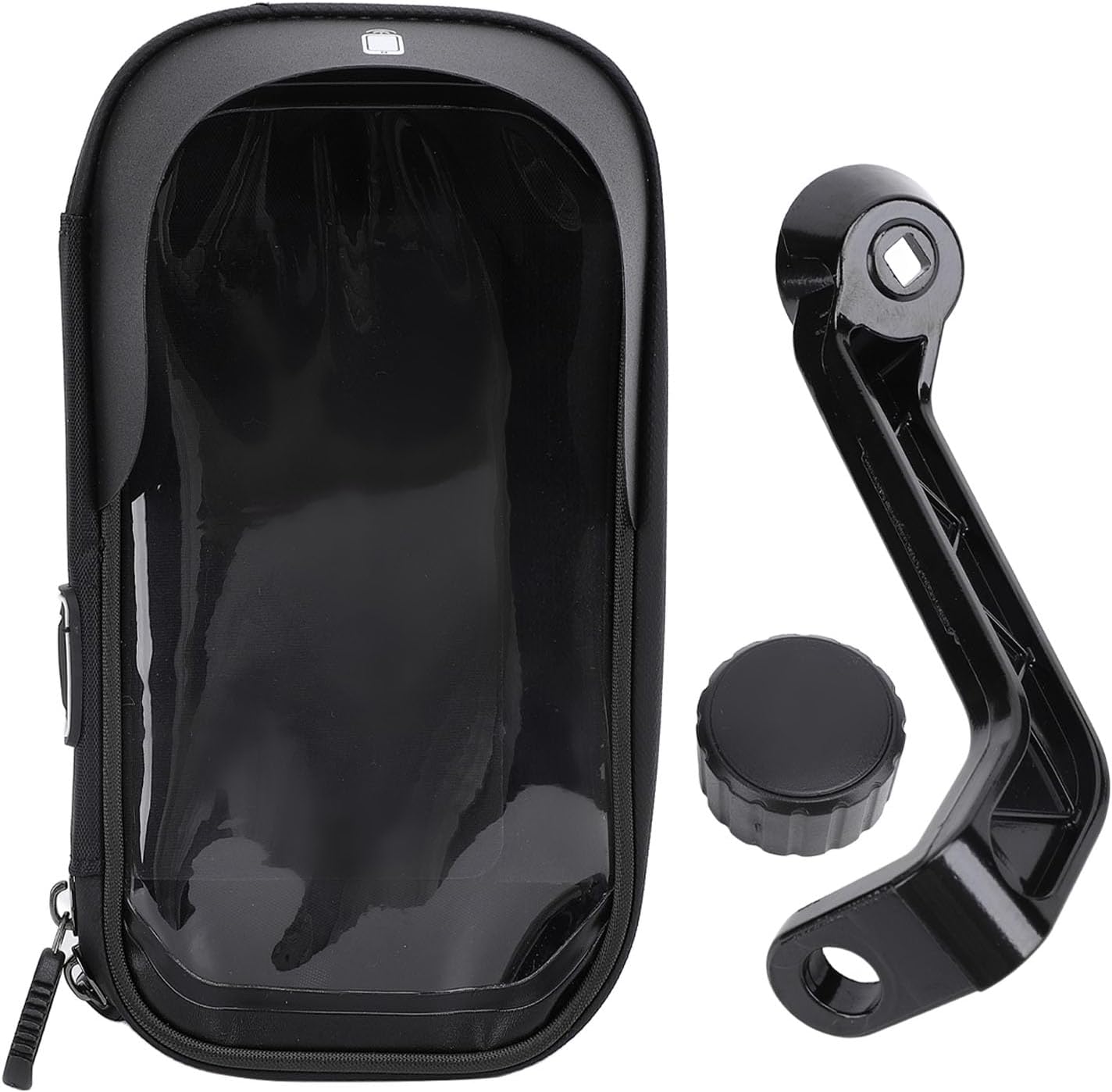 Alomejor Cycling Phone Bag 360° Rotatable Sunshade Double Zipper Bike Phone Pouch with Headphone Jack for Touch Screen