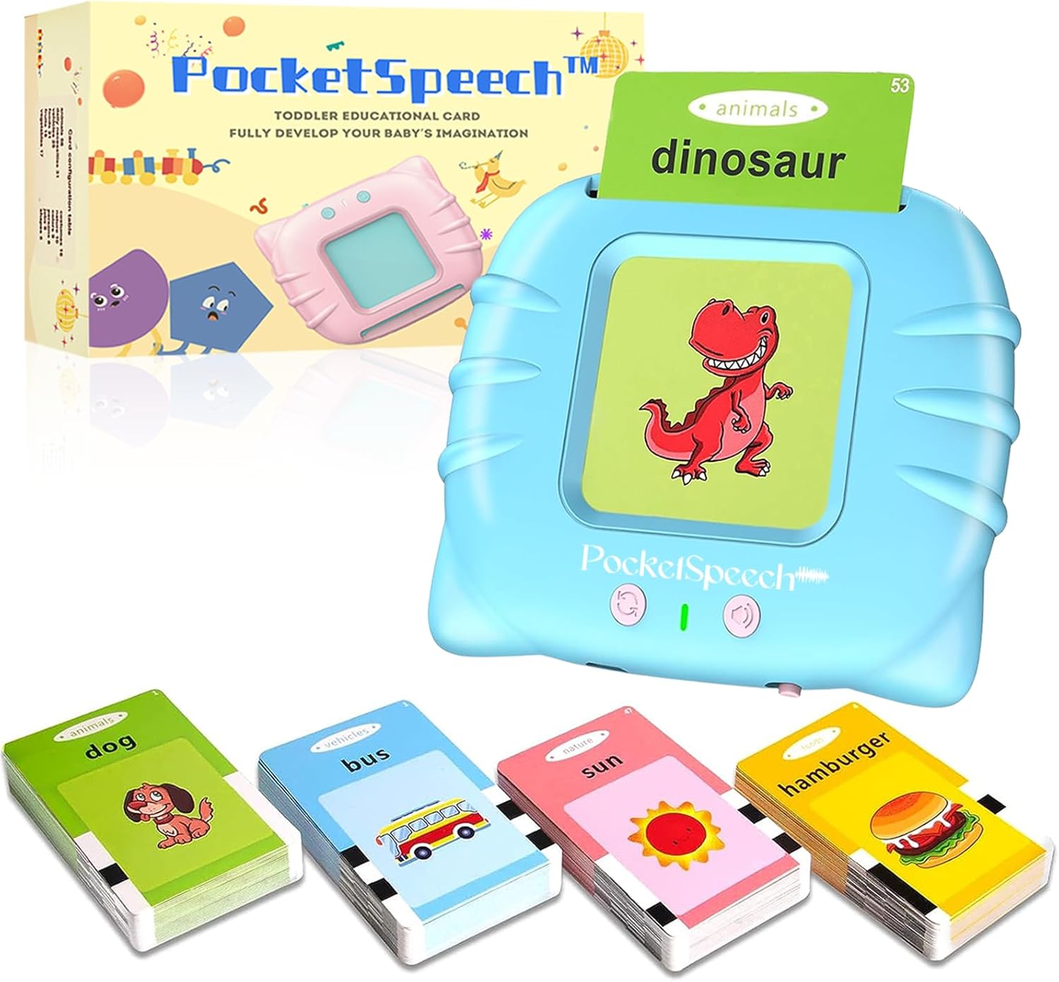 Pocket Speech for Toddlers, 224 Sight Word Talking Flash Cards See and Say Speed Up Your Child Learns to Speak,Speech Therapy Toys for Age Over 3 (Blue)