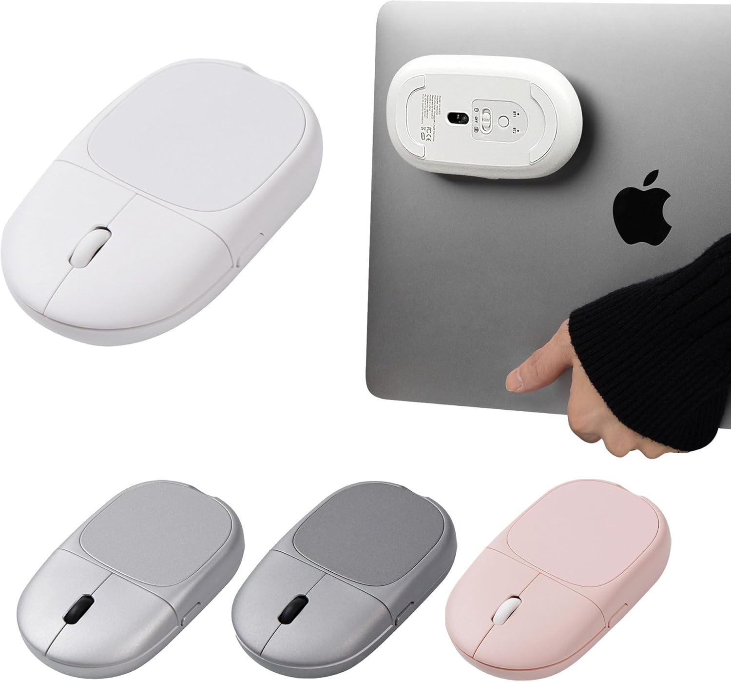 Magnito Mouse – Compact Wireless Mouse for MacBook iPad Laptop, Magnetic Attachable, Bluetooth, Silent Clicks, Best Travel Mouse, Windows/Mac/Linux/Chrome/iPad (Snow White)