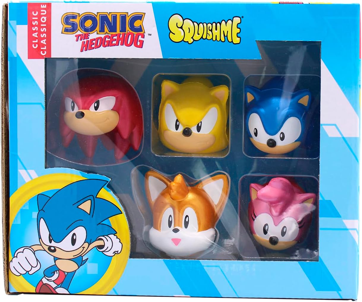 Sonic The Hedgehog SquishMe Series 1 Collectors Box 6-Pack: Stress Relief Toy, Party Favor & Fidget Toys for Kids – Entire Series 1 Set w/Sonic Figures, and Squishies