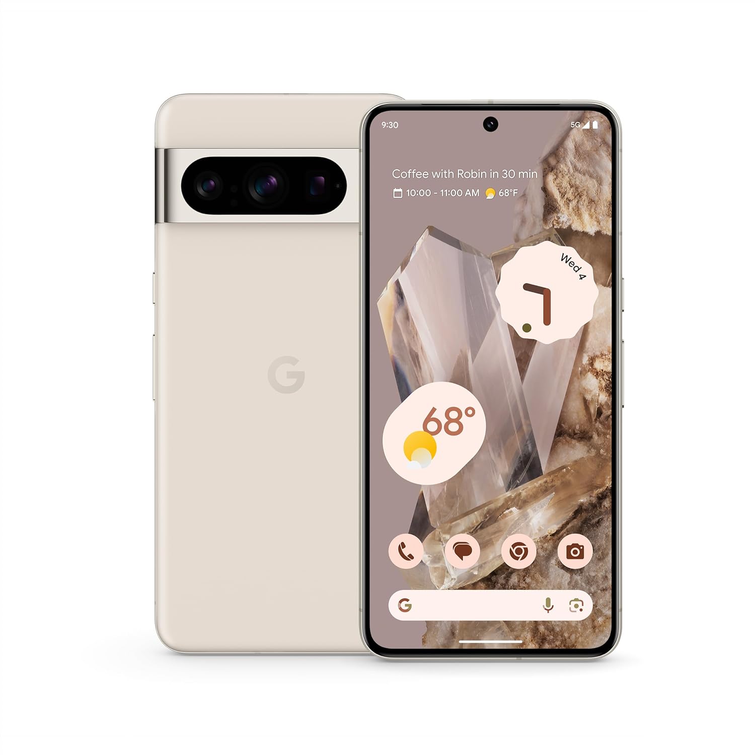 Google Pixel 8 Pro, Fully Unlocked | White, 128 GB, 6.7 in Screen | Grade A, Porcelain (Renewed)