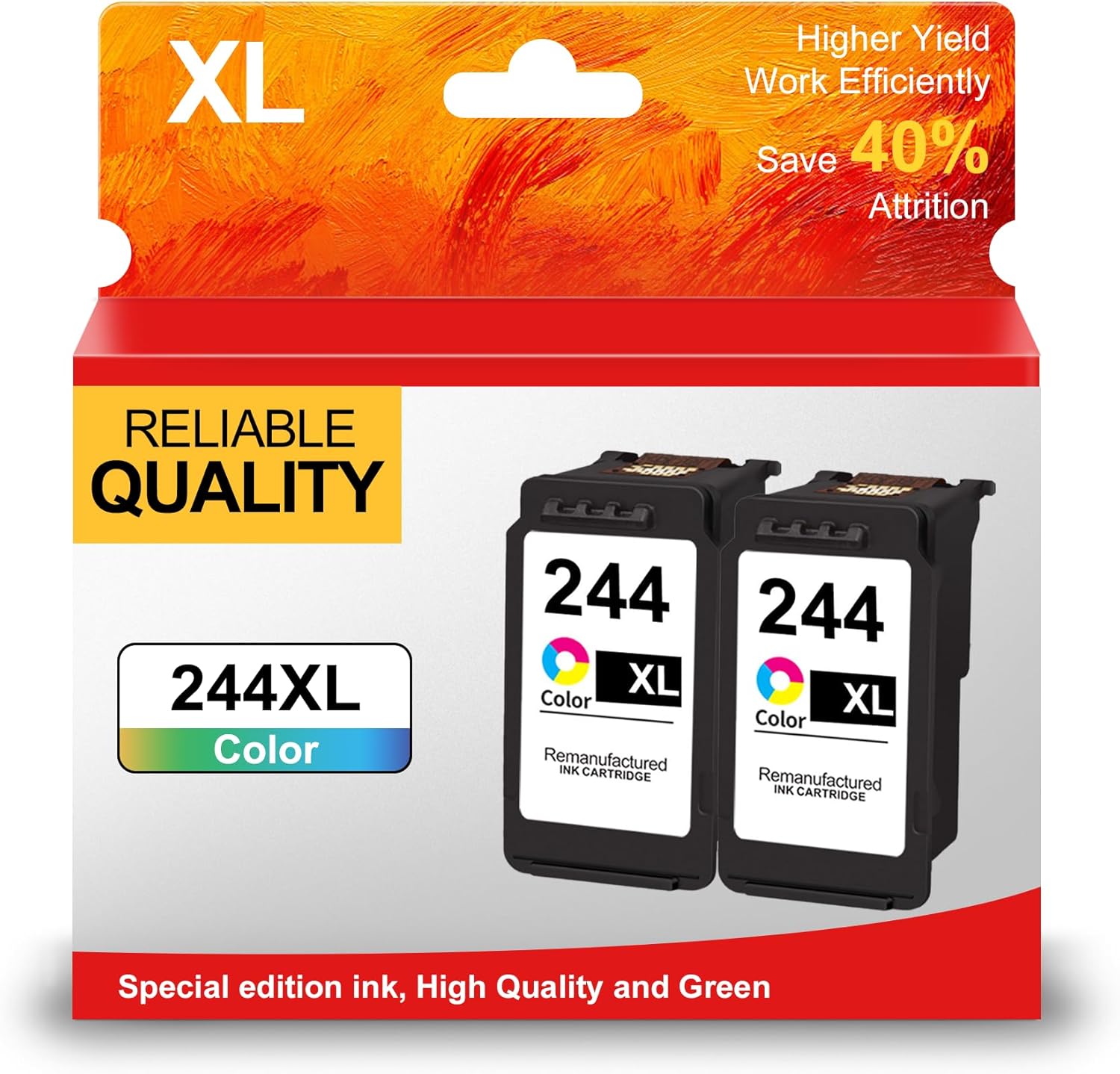 244XL Color Ink Cartridge Remanufactured for Canon 244XL CL-244XL Combo Pack Work for TR4520 MG2522 TS3322 TR4522 TS3122 MX490 MX492 MG2922 Printer (2 Color) High Yield