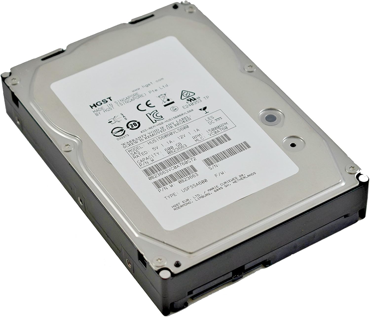 HGST HUS156060VLS600 600GB 15K 6G LFF SAS HARD DRIVE