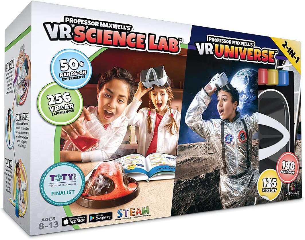 Professor Maxwell’s VR Science Lab and VR Universe – Virtual Reality Kids Space Science Book and Interactive STEM Learning Activity Set (2 in 1 Combo Pack) – for Ages 8 and Up