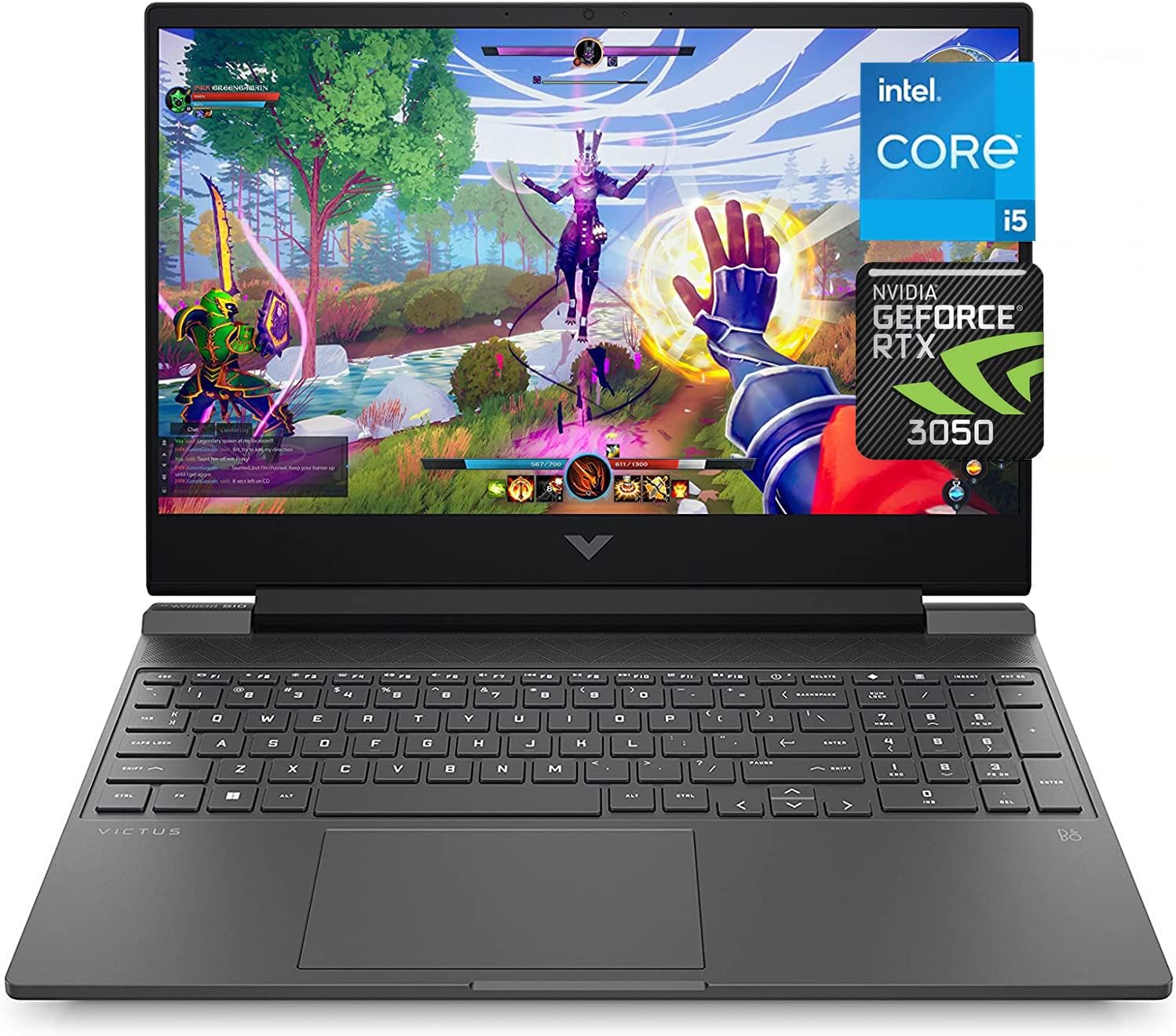 HP Victus Gaming Laptop, 15.6 inch FHD Display, 12th Gen Intel Core i5-12500H 12 Core, NVIDIA GeForce RTX 3050, 16GB RAM, 512GB SSD, Wi-Fi, Bluetooth, Windows 11 Home, Bundle with JAWFOAL