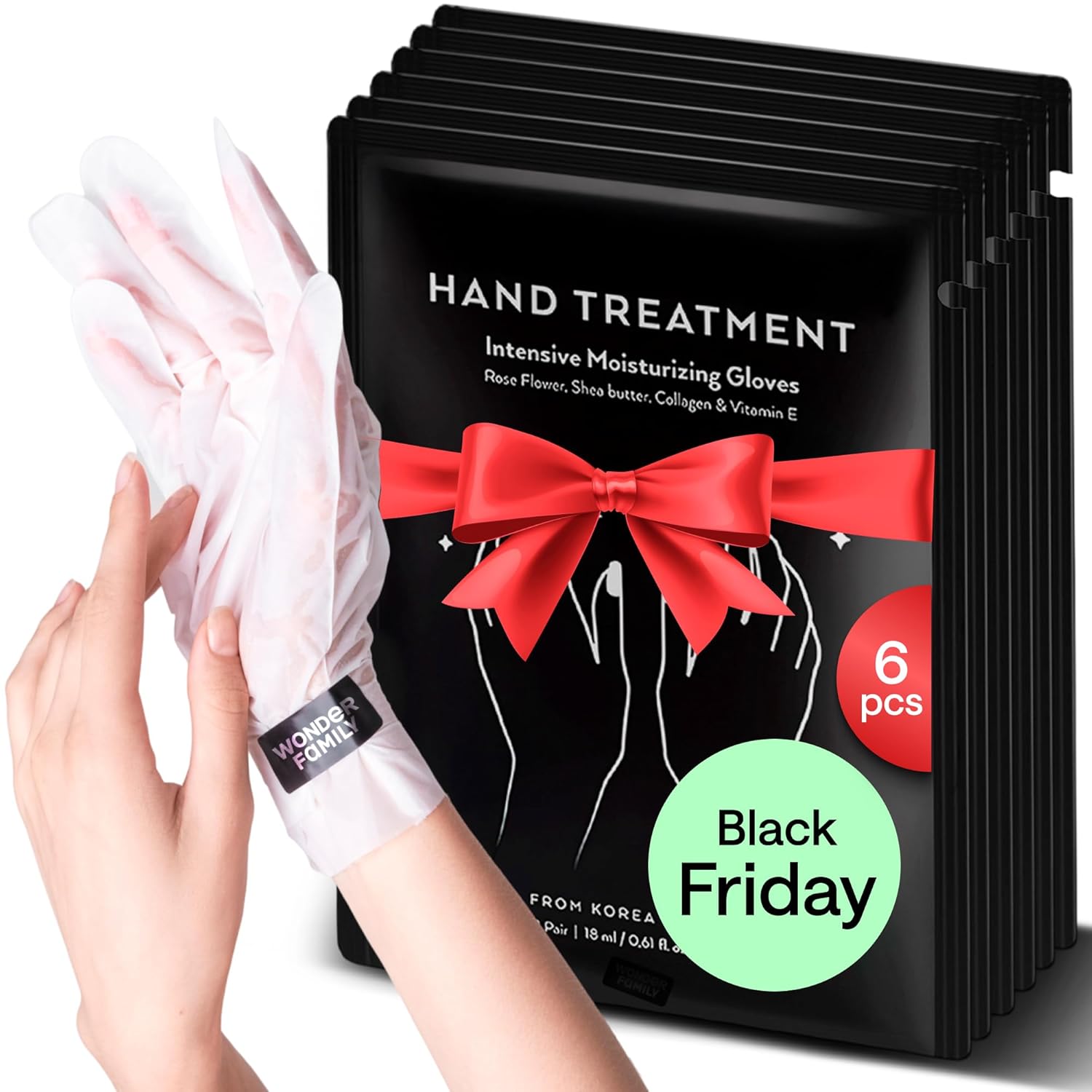 Korean Hand Masks Moisturizing Glove for Dry Hands – Hand Moisturizer Gloves for Women, Men – Hand Therapy Gloves with Collagen, Rose Oil, Shea Butter – White Hydrating Korean Hand Mask Bulk, 6 Pack