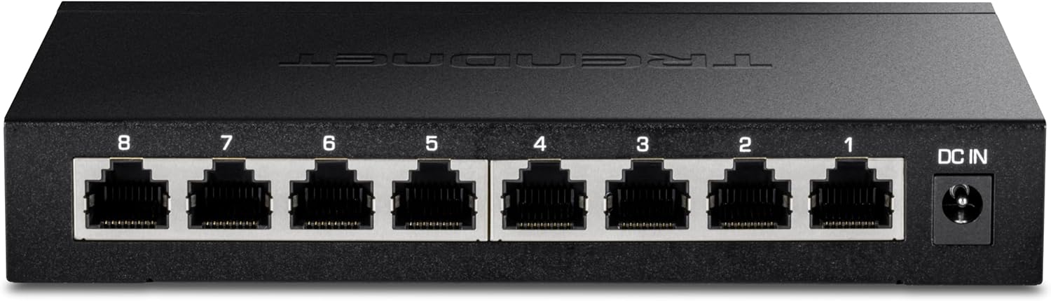 TRENDnet 8-Port Unmanaged 2.5G Gaming Switch, 8 x 2.5GBASE-T Ports, 40Gbps Switching Capacity, Backwards Compatible with 1000Mbps Devices, Fanless, Wall Mountable, Lifetime Protection, Black, TEG-S380