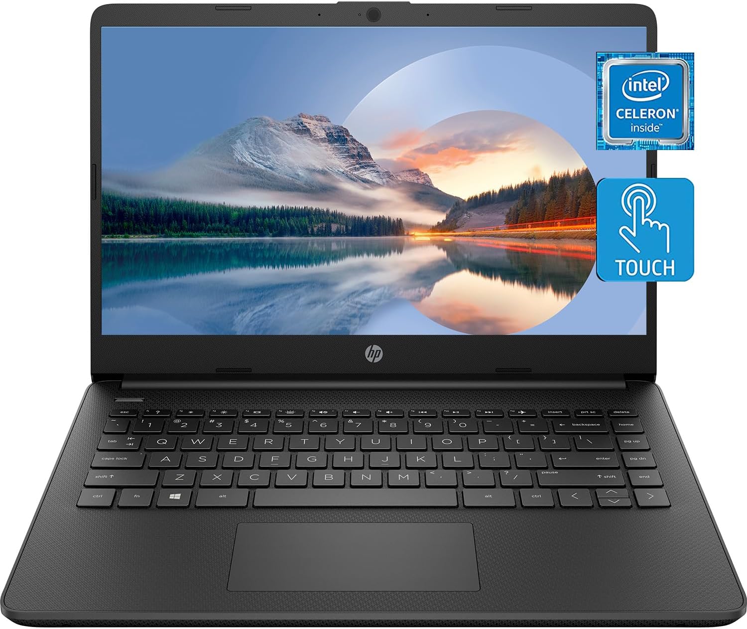 HP 14 Laptop, Intel Celeron N4020, 8GB RAM, 64 GB Storage, 14-inch HD Touchscreen, Intel UHD Graphics 600, Windows 11, Thin & Portable, 4K Graphics, One Year of Microsoft 365, Jet Black