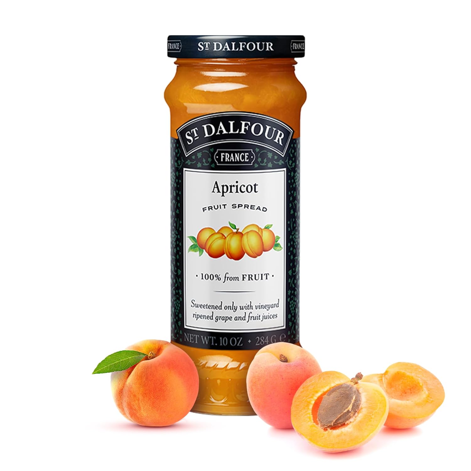 St Dalfour Thick Apricot French Fruit Spread (10 oz) – 100% from Fruit – No Synthetic Nitrates or Nitrites – Naturally Sweetened