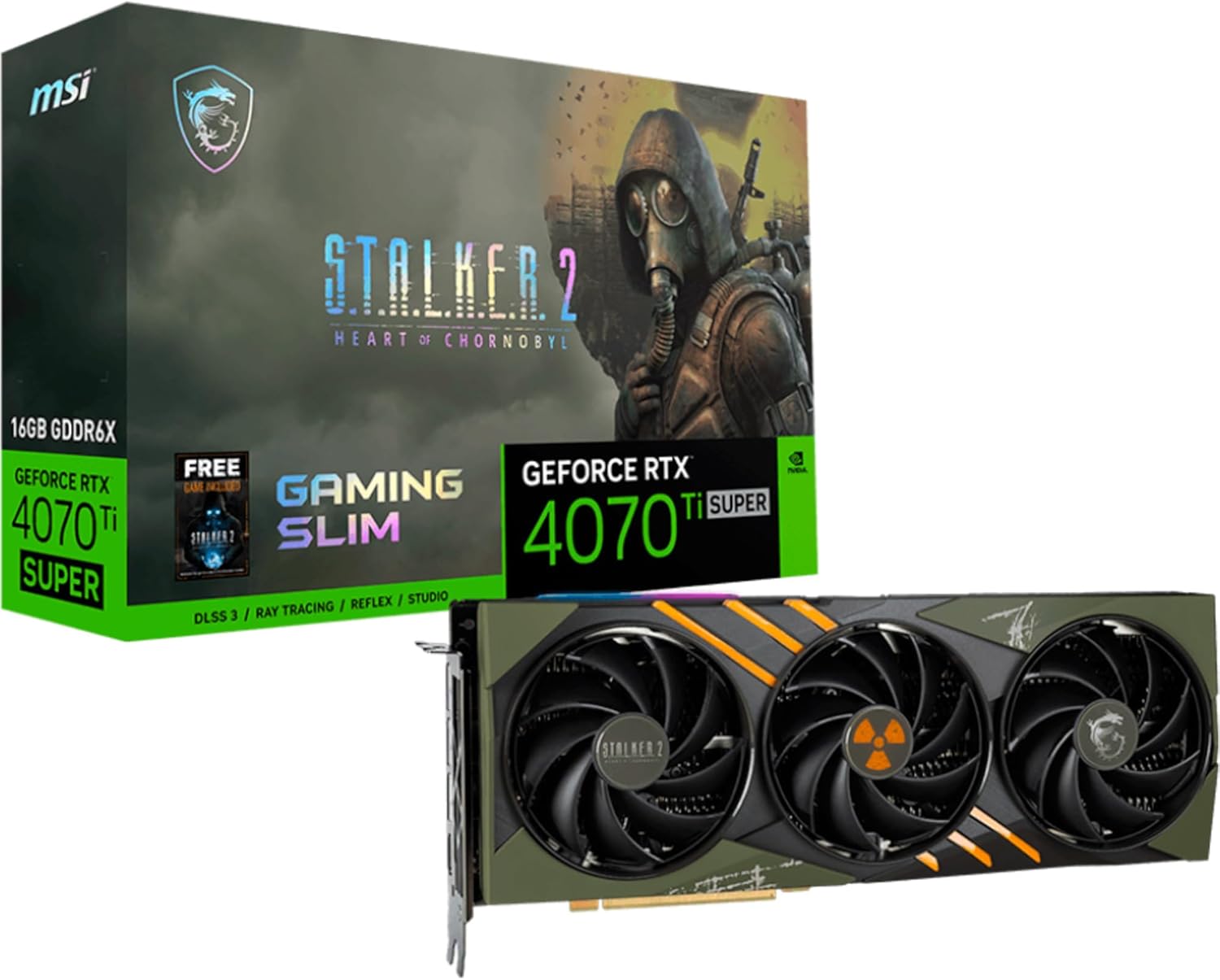 MSI GeForce RTX 4070 Ti SUPER 16G GAMING SLIM STALKER 2 EDITION Graphics Card – RTX 4070 Ti SUPER GPU, 16GB GDDR6X (21Gbps/256-bit), PCIe 4.0 – TRI FROZR 3, RGB – HDMI 2.1, DisplayPort 1.4a