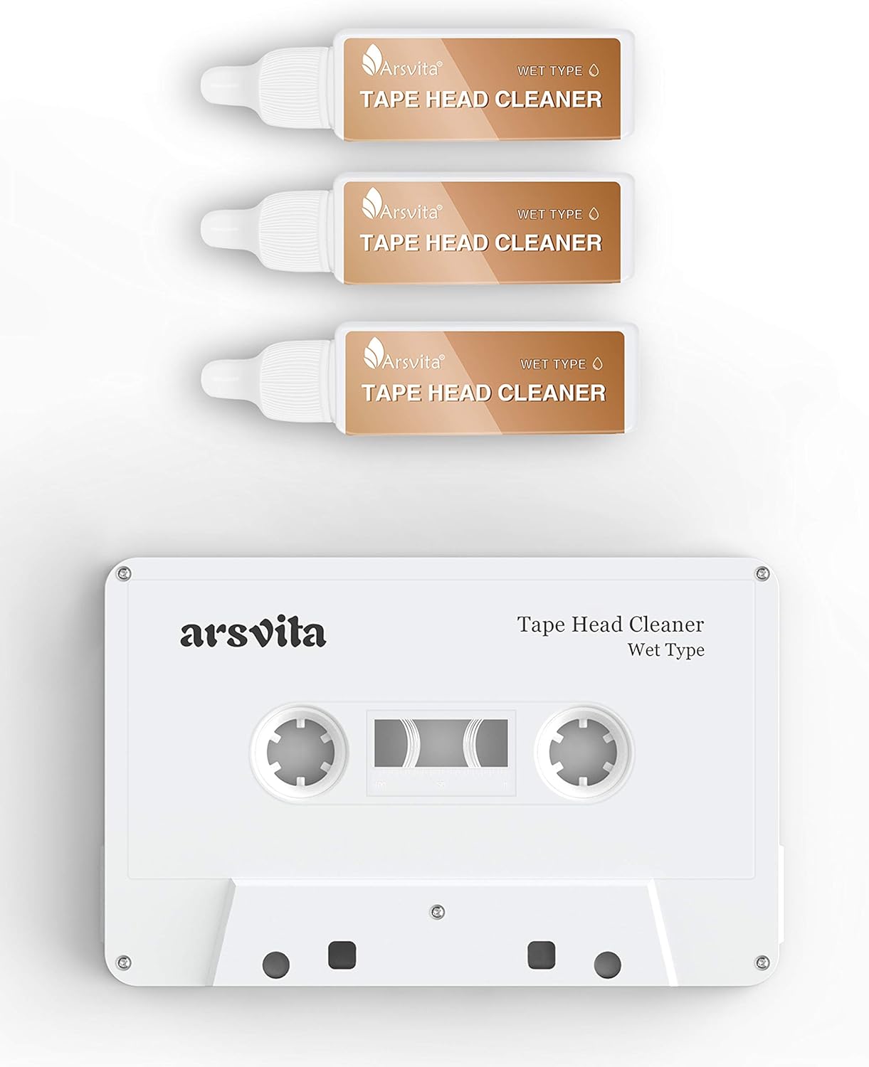 Arsvita Audio Tape/Cassette Head Cleaner with 3 Cleaner Solutions