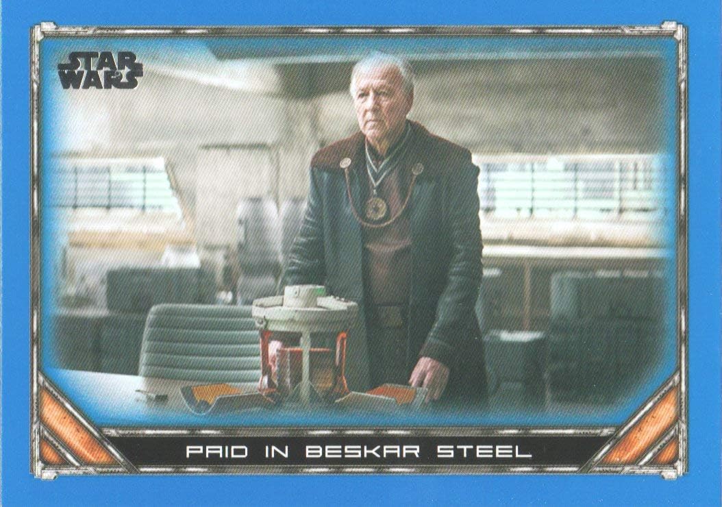 2020 Topps SW Mandalorian Season 1 Blue Parallel Trading Card #28 Paid in Beskar Steel