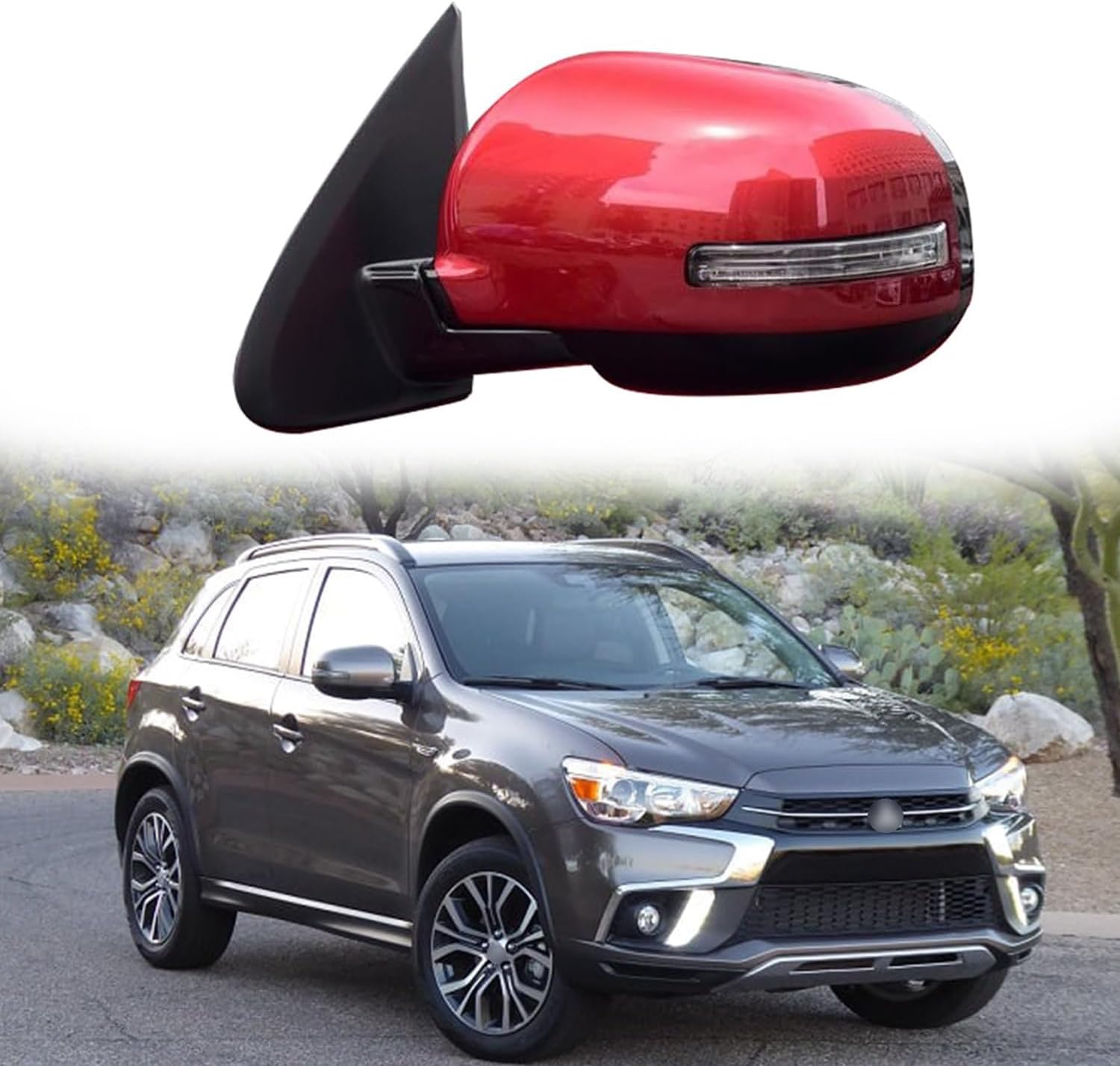 Driver Side Mirror Replacement Fit for 2013-2020 Mitsubishi Outlander Car Rear View Mirror Accessories Side Mirrors Assembly Electric Adjustment, Electric Folding, Led Turn Light, Heating