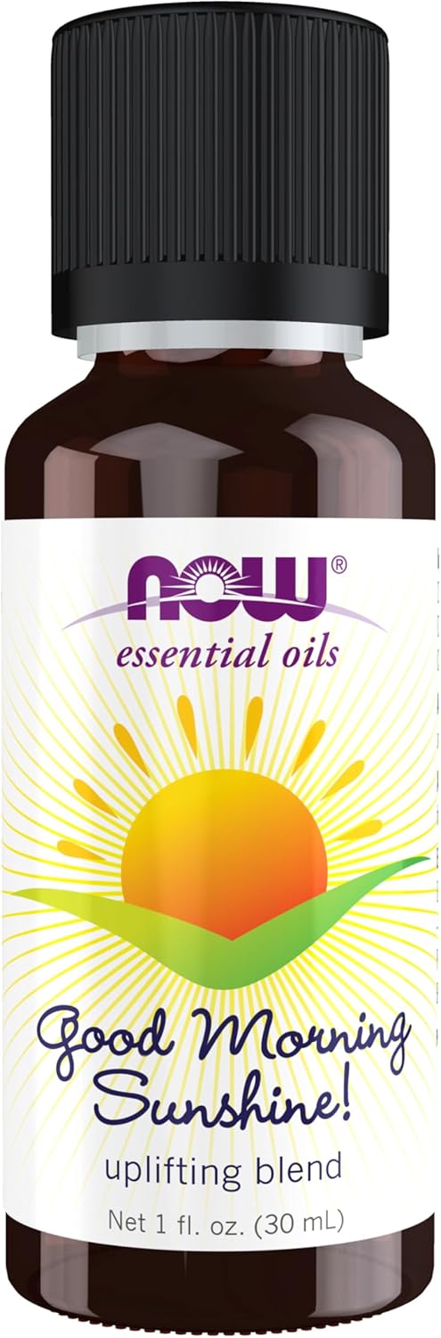 NOW Essential Oils, Good Morning Sunshine Aromatherapy Blend, Soothing Aromatherapy Scent, Blend of Pure Essential Oils, Vegan, Child Resistant Cap, 1-Ounce