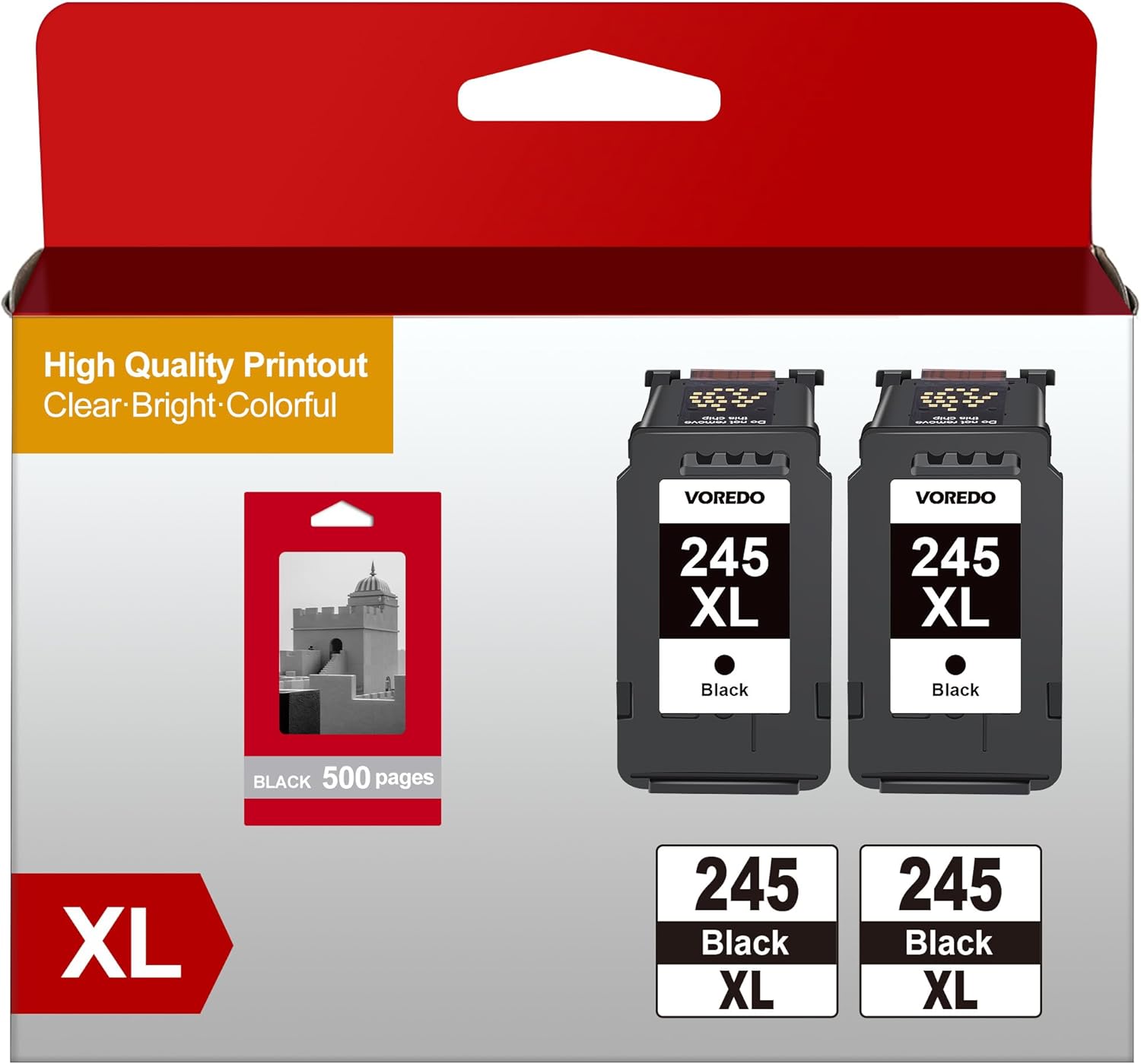 245XL Ink Cartridge Replacement for Canon 245XL Black Ink Cartridges 243 245XL PG-245 PG-245XL for Canon Pixma TR4520 MG2525 TR4520 TS3122 MG2522 TR4522 MG2520 TS302 TS3320 MX492 MX490 (2 Black)