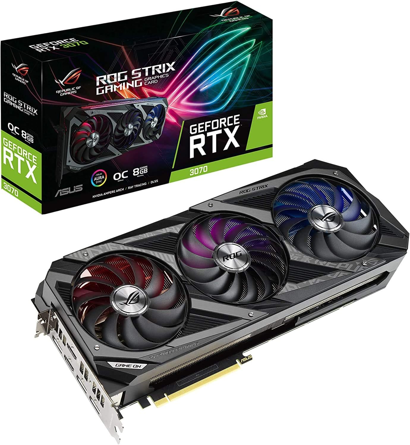 ASUS ROG STRIX NVIDIA GeForce RTX 3070 Gaming Graphics Card (PCIe 4.0, 8GB GDDR6, HDMI 2.1, DisplayPort 1.4a, Axial-Tech Fan Design, 2.9-Slot, Super Alloy Power II, GPU Tweak II)