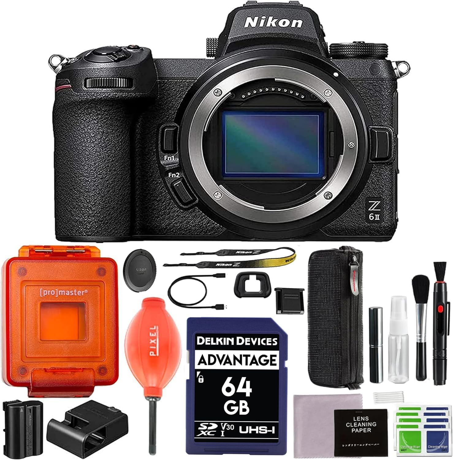 Nikon Z 6II FX-Format Mirrorless Camera Body Bundle with Promaster Sling Bag, Pixel Cleaning kit, Advanced Accessory and Travel Bundle | (Black) – Z6 II (USA Authorized – Nikon Warranty)