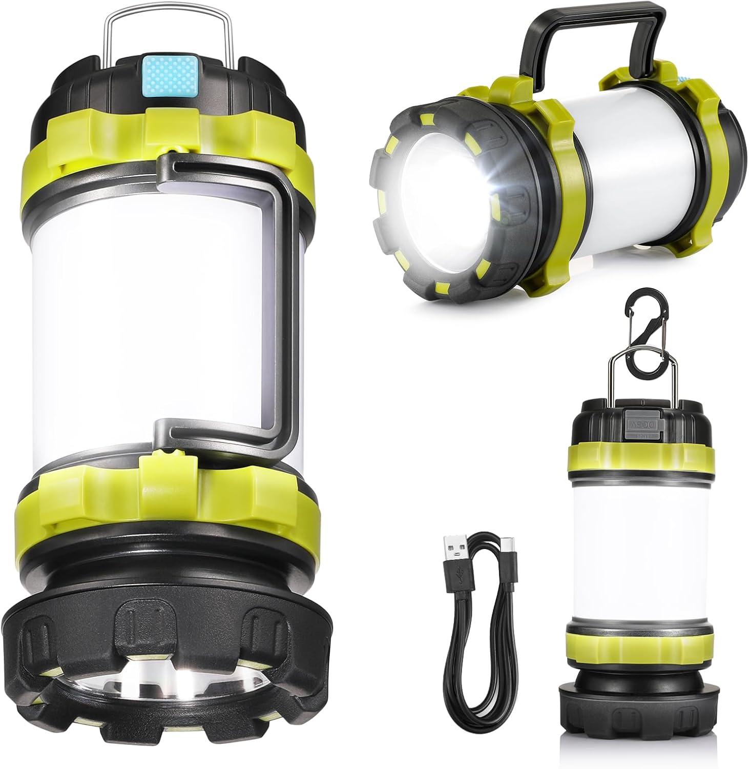 LED Camping Lantern Flashlight Rechargeable(Pack of 1), Consciot Portable Torch with 6 Light Modes, 3600mAh Power Bank, IPX4 Waterproof, USB C, Camping Lights for Hurricane, Emergency, Survival Kits