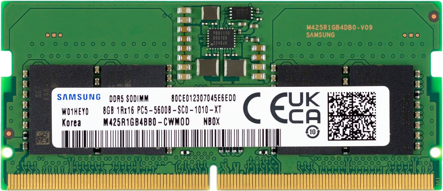 Samsung 8GB DDR5 5600MHz PC5-44800 CL46 SODIMM 1Rx16 Single Rank 1.1V 262-Pin Laptop RAM Memory M425R1GB4BB0-CWM