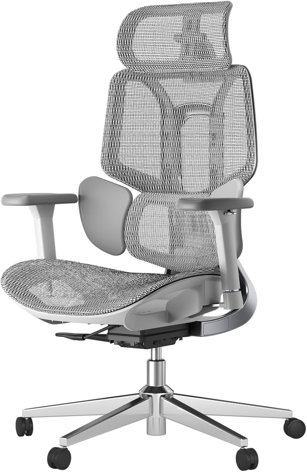 Hbada E3 Air Ergonomic Office Chair, Big and Tall Office Chair – with 3-Zone Dynamic Lumbar Support, 3D Adjustable Headrest, 3D Adjustable Armrests, Swivel Computer Chair, Grey(No Footrest)