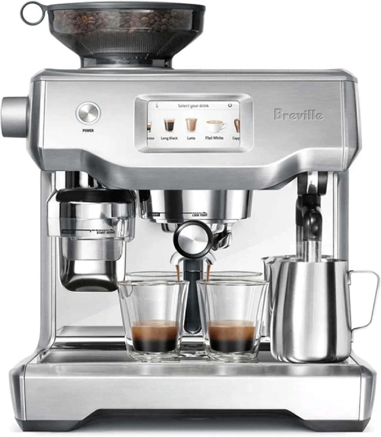 Breville the Oracle Touch Automatic Espresso Machine with Grinder & Milk Frother, Espresso Maker with Touchscreen, Cappuccino & Latte Machine for Home, BES990BSS, Brushed Stainless Steel