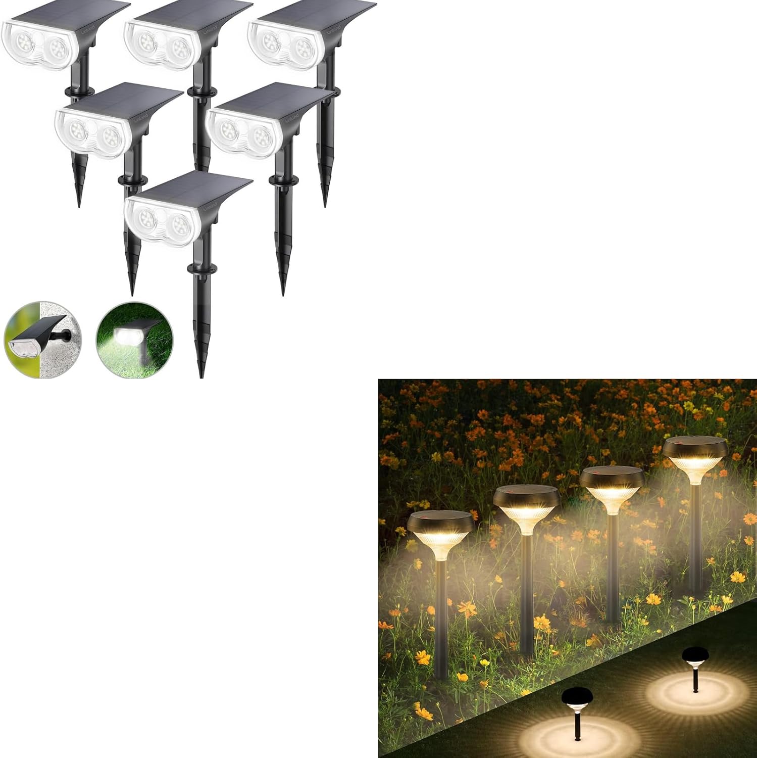 Linkind StarRay Solar Spot Lights Outdoor 6 Pack+Solar Pathway Lights 8 Pack