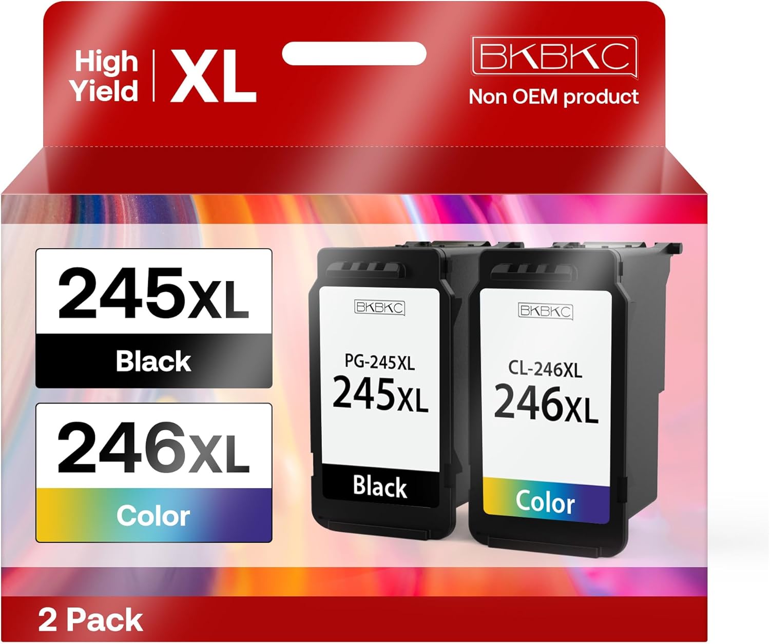 245XL 246XL Ink Cartridges Combo Pack for Canon Ink 245 and 246 Remanufactured for Canon PG-245XL CL-246XL for Canon Pixma MX492 TR4520 MG2522 TS3322 MG2500 TR4520 Printer (1Black, Tri-Color)