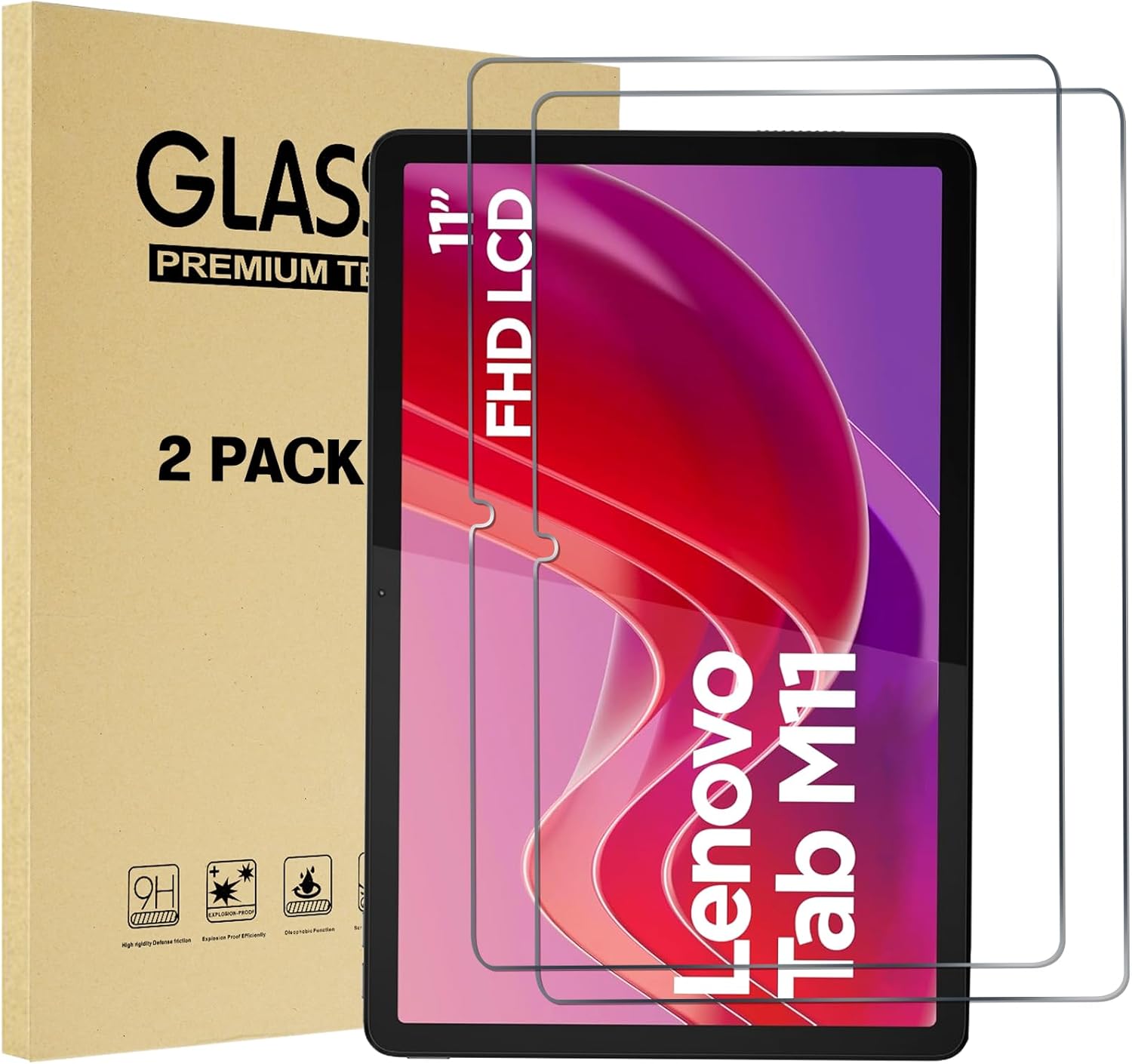 ProCase 2 Pack Screen Protector for Lenovo Tab M11/Tab K11 LTE 2024, Tempered Glass Film Guard for Lenovo 11” Tab M11/Tab K11 LTE 2024 Release