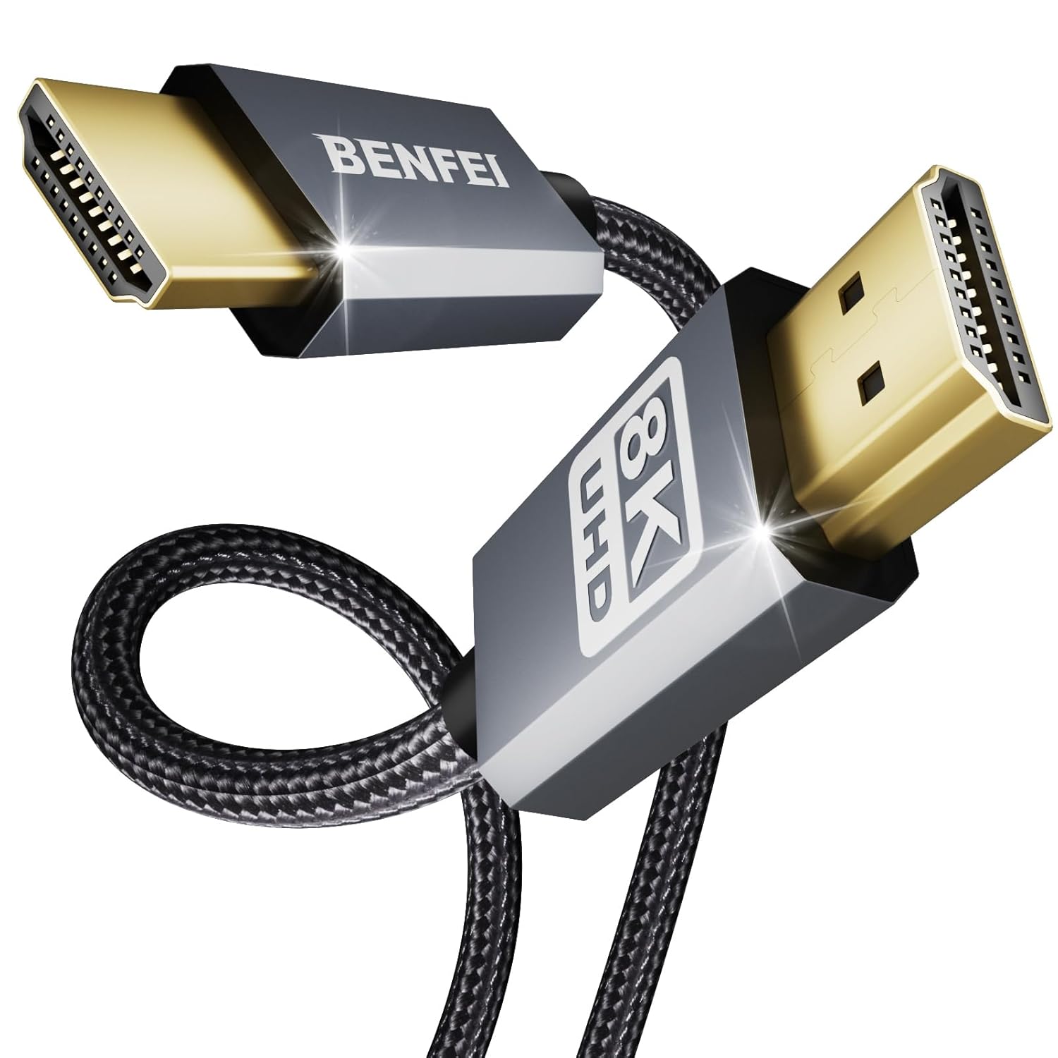 BENFEI 8K HDMI to HDMI 10ft Cable, Certified Ultra High Speed HDMI Cable 4K@240Hz, 8K@60Hz, HDMI 2.1, 6 Feet, 48Gbps, Aluminum Shell, Nylon Braided