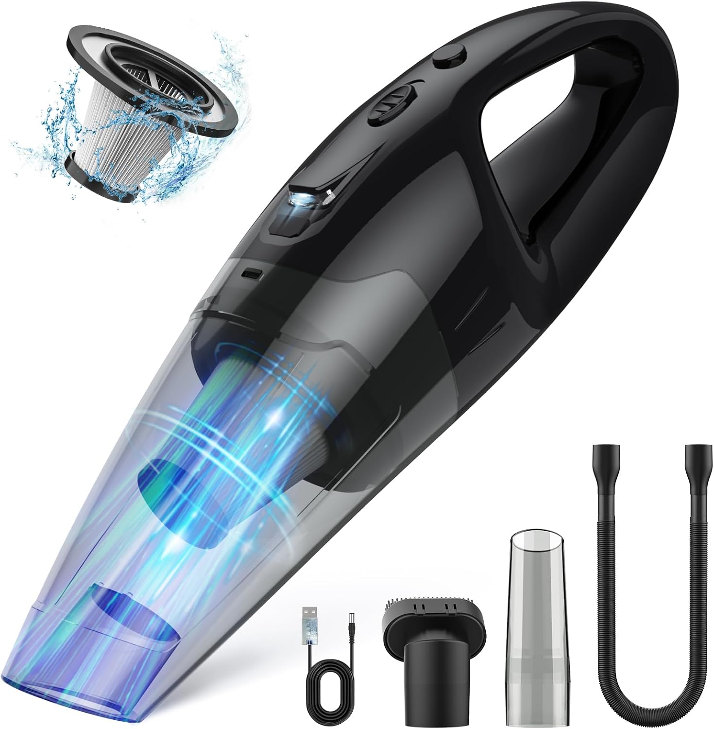 Handheld Vacuum Cordless Rechargeable, Dust Busters Cordless Rechargeable with LED, USB Charge, 1.65LBs Hand Vacuum Cordless, Hand Vacuums for Car/Home/Pet