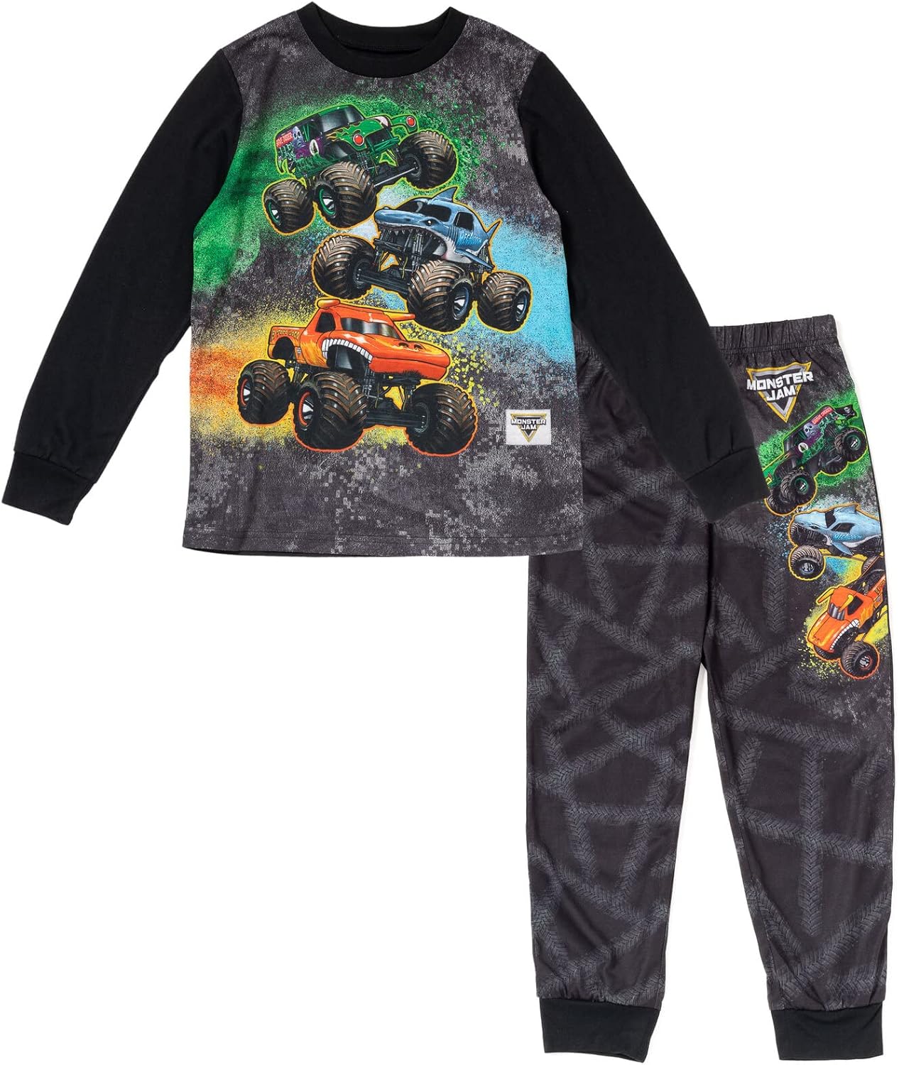 Monster Jam Pullover Pajama Shirt and Pants Sleep Set Toddler to Little Kid Grave Digger El Toro Loco Megalodon