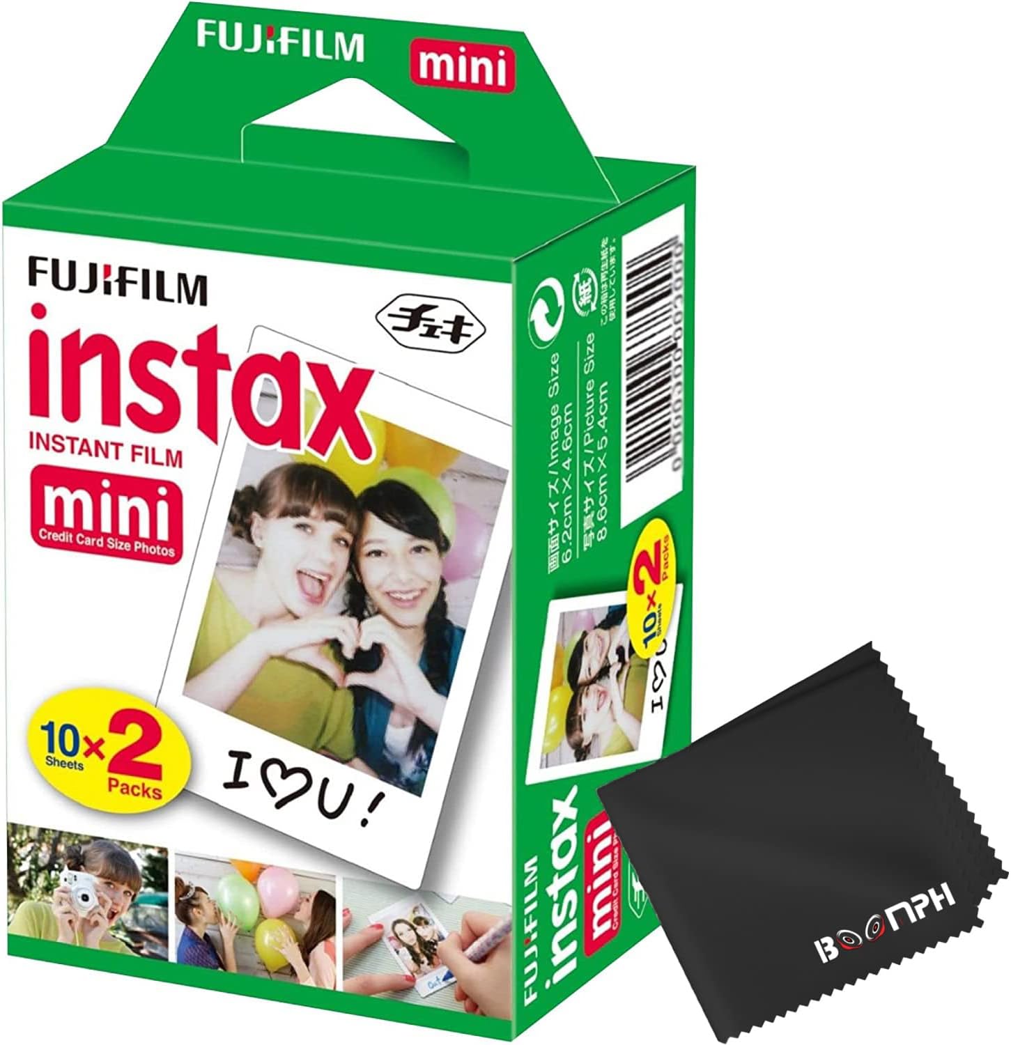 Fujifilm Instax Mini Instant Camera Film: 20 Shoots Total, (10 Sheets x 2) – Capture Memories Anytime, Anywhere – Boomph’s Comprehensive Ultimate Performance Cloth Solution for Perfect Picture Quality