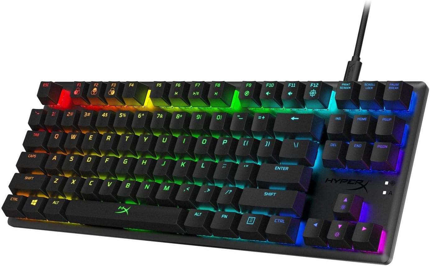 HyperX Alloy Origins Core – Tenkeyless Mechanical Gaming Keyboard, Software Controlled Light & Macro Customization, Compact Form Factor, RGB LED Backlit, Linear HyperX Red Switch,Black