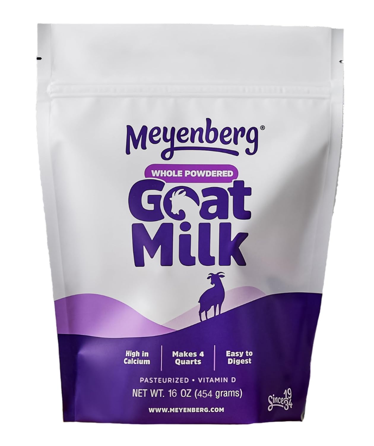 Meyenberg Whole Powdered Goat Milk, Resealable Pouch, Vitamin D, Gluten Free, Keto, Kosher, 16 Fl Oz (Pack of 1)