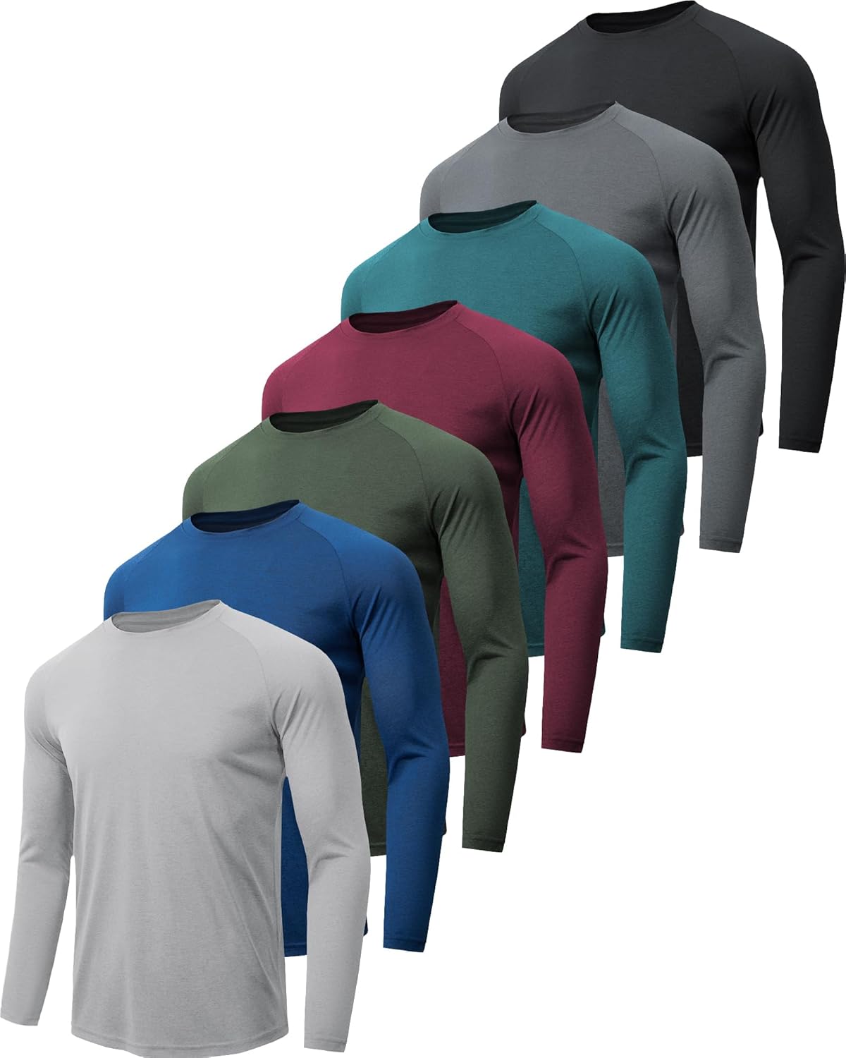 4-7 Pack Long Sleeve Shirts for Men Quick Dry Moisture Wicking Mens Long Sleeve Tee Shirts Workout T Shirts