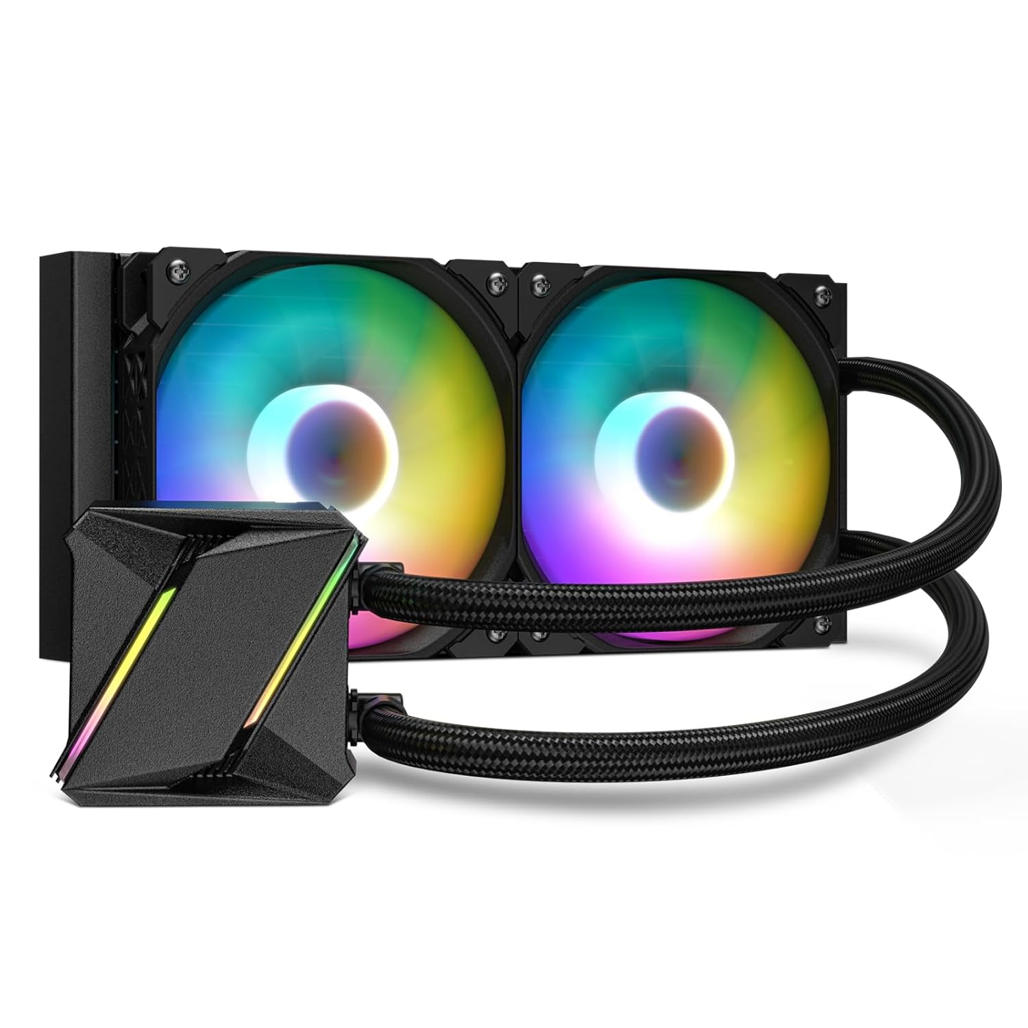 DARKROCK D-Series CPU Liquid Cooler with Radiator, Addressable RGB Lights, Pure Copper Pump, and AMD, AM5/ AM4, Intel LGA 1700/1200 Brackets Ready – Black (D240)