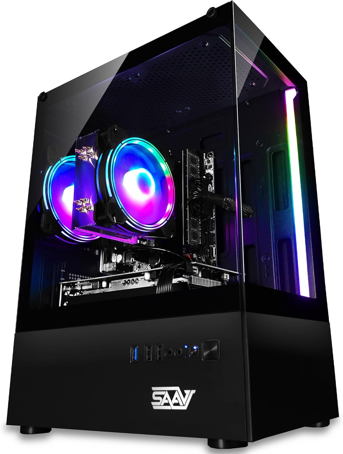 SAAV X1 Prebuilt Gaming PC Desktop – Intel Core i5 3.4GHz, 8GB RAM, GEFORCE GTX 750 GDDR5 GPU, 512GB NVME SSD, WiFi 5, Bluetooth, Win 10, Mouse Keyboard, PC Gaming Computer Desktop, 1-Year Warranty