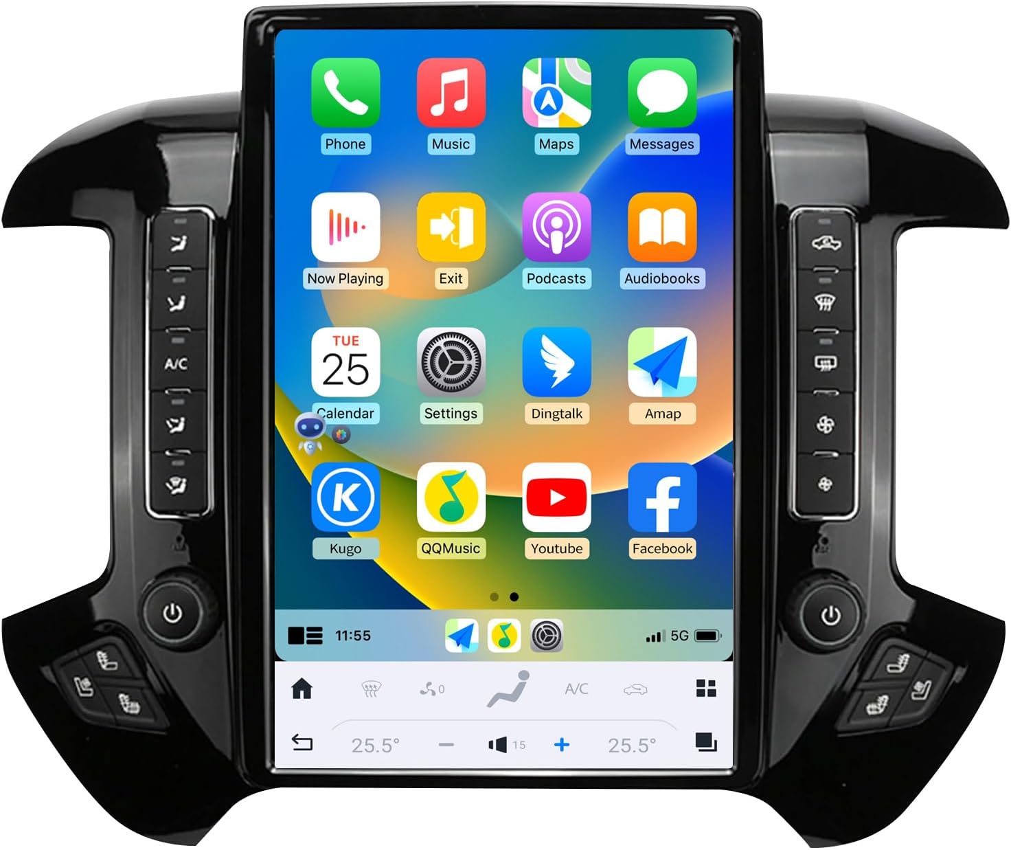 Qualcomm Android Car Radio for Chevrolet Silverado GMC Sierra 2014-2019 Stereo Replacement Head Unit 14.4 Inch 2K IPS Touch Screen Tesla Style Carplay Android Auto GPS Navigation OEM 8 Inch (Black)