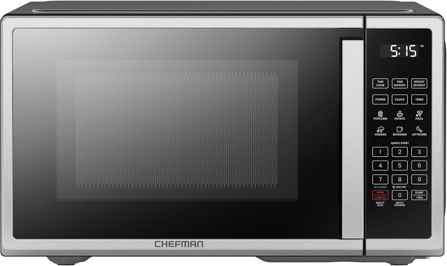 Chefman Countertop Microwave Oven 0.7 Cu. Ft. Digital Stainless Steel Microwave 700 Watts with 6 Auto Menus, 10 Power Levels, Eco Mode, Memory, Mute Function, Child Safety Lock, Easy Clean