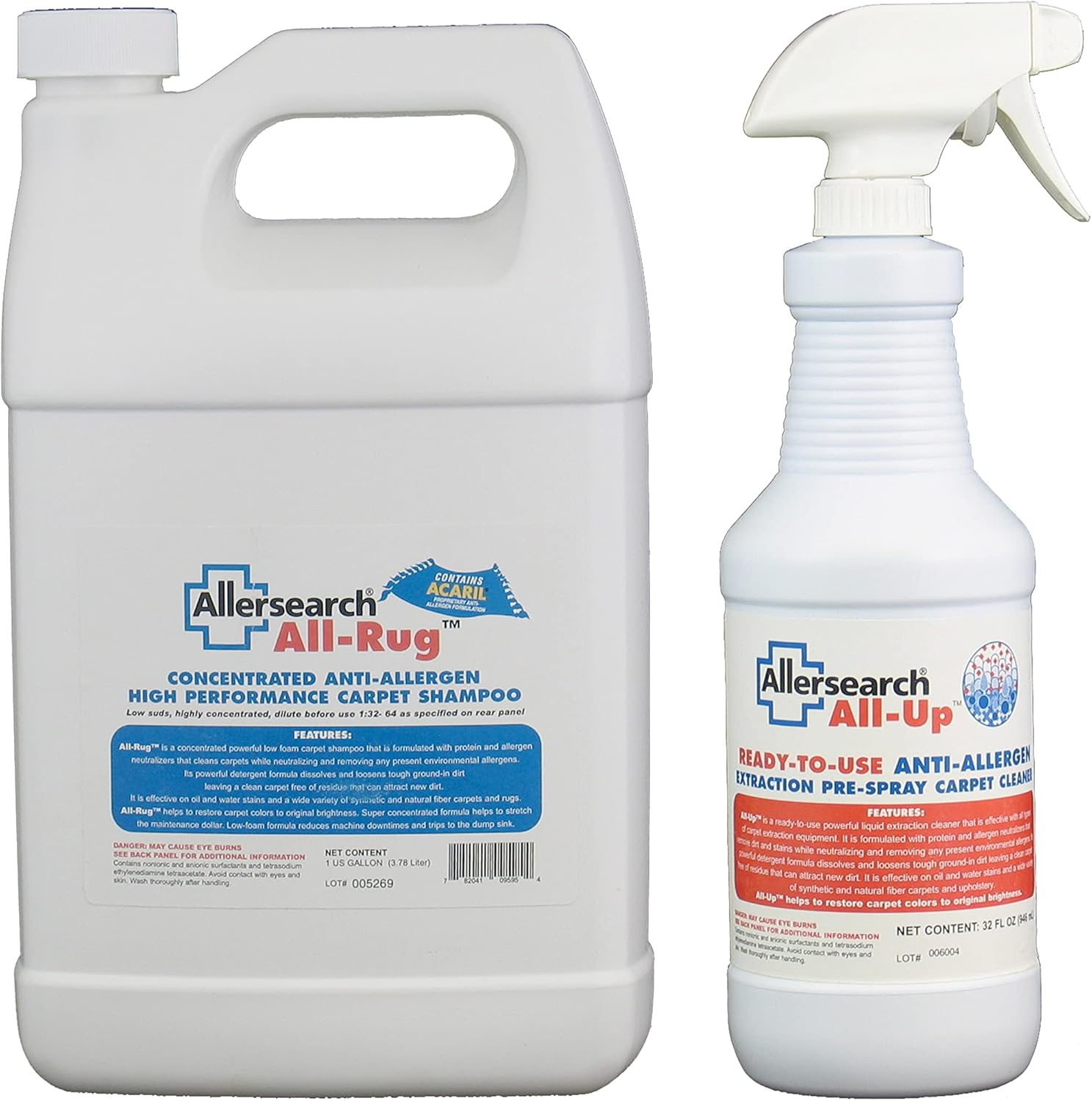 All Rug Concentrated Carpet Shampoo 128 Oz and All-Up Ready to Use Carpet Pre-Spray 32 Oz