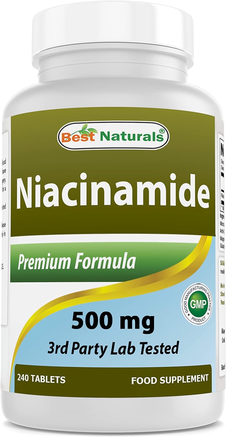 Best Naturals Niacinamide 500mg 240 Tablets (Suitable for Vegetarian) – Non-Flushing Form of Niacin (Vitamin B3)