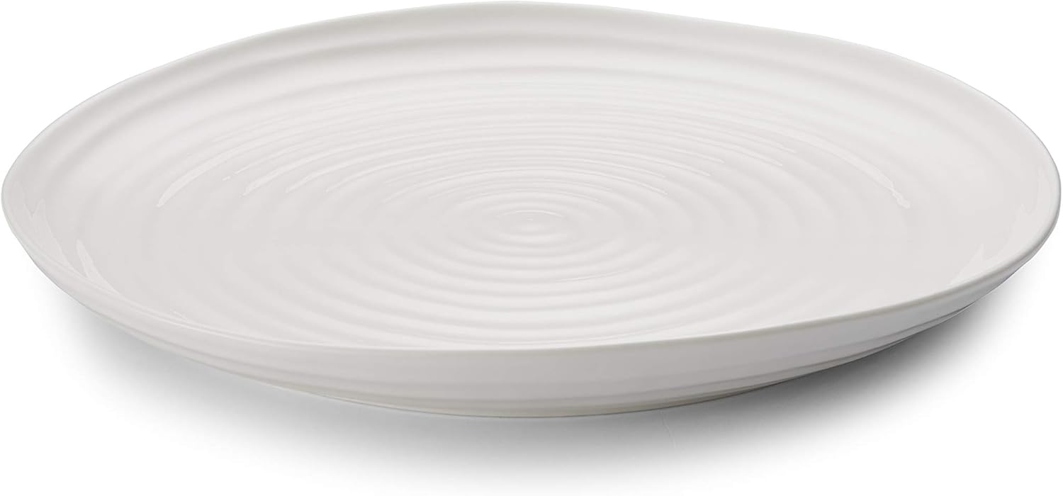 Portmeirion Sophie Conran White Round Platter | 12 Inch Porcelain Serving Tray for Appetizers, Snacks, and Sandwiches | Made from Fine Porcelain | Dishwasher and Microwave Safe