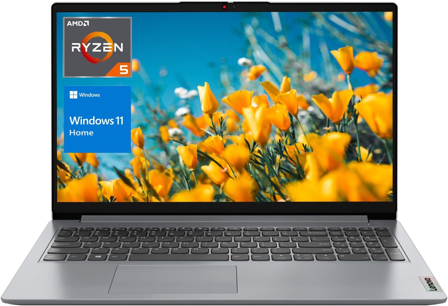 Lenovo IdeaPad 1 Laptop, 15.6″ FHD Display, AMD Ryzen 5 Hexa-core Processor(Beat i5-1035G7), 16GB RAM, 512GB SSD, Wi-Fi, Numeric Keypad, Webcam, Windows 11 Home, Grey