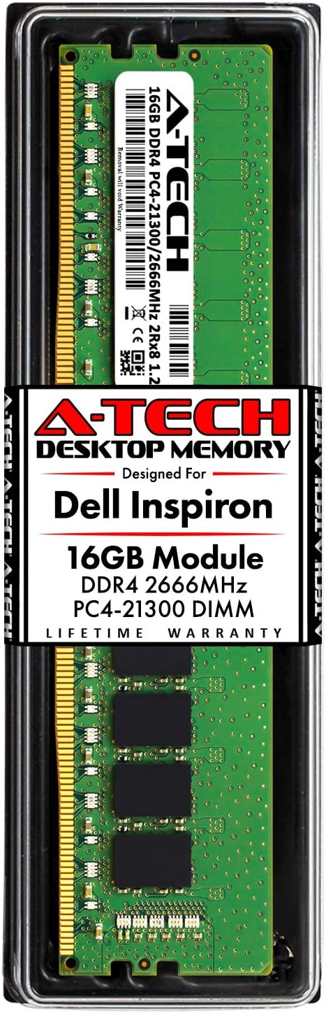 A-Tech 16GB RAM for Dell Inspiron 3470, 3471, 3670, 3671, 5680 | DDR4 2666MHz DIMM PC4-21300 288-Pin Non-ECC UDIMM Desktop Memory Upgrade Module