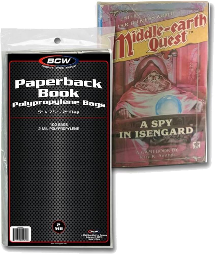 BCW Paperback Book Bags – 100-Pack | 5 x 7 3/8 Inches | Crystal Clear Polypropylene, Acid-Free Protection for Your Pocket Paperbacks | Book Covers for Paperbacks